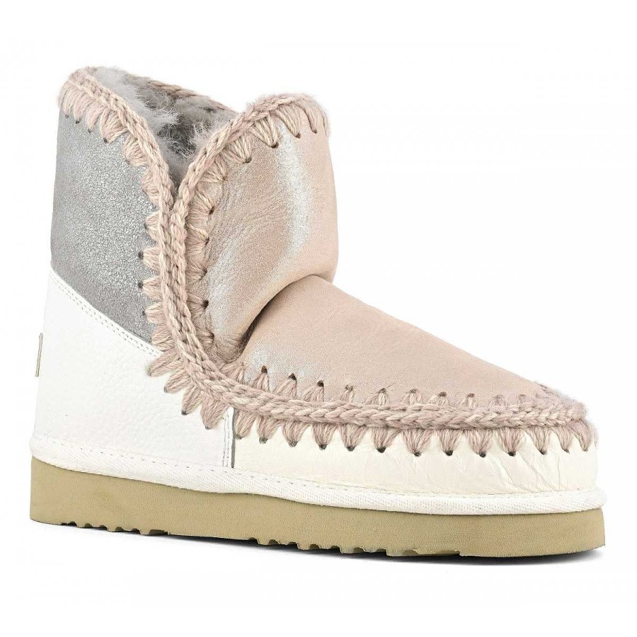 Vrouwen Mou boots Enkel Laarzen | Eskimo 18 Kleurenblok Stof Glitter Gewaadmix