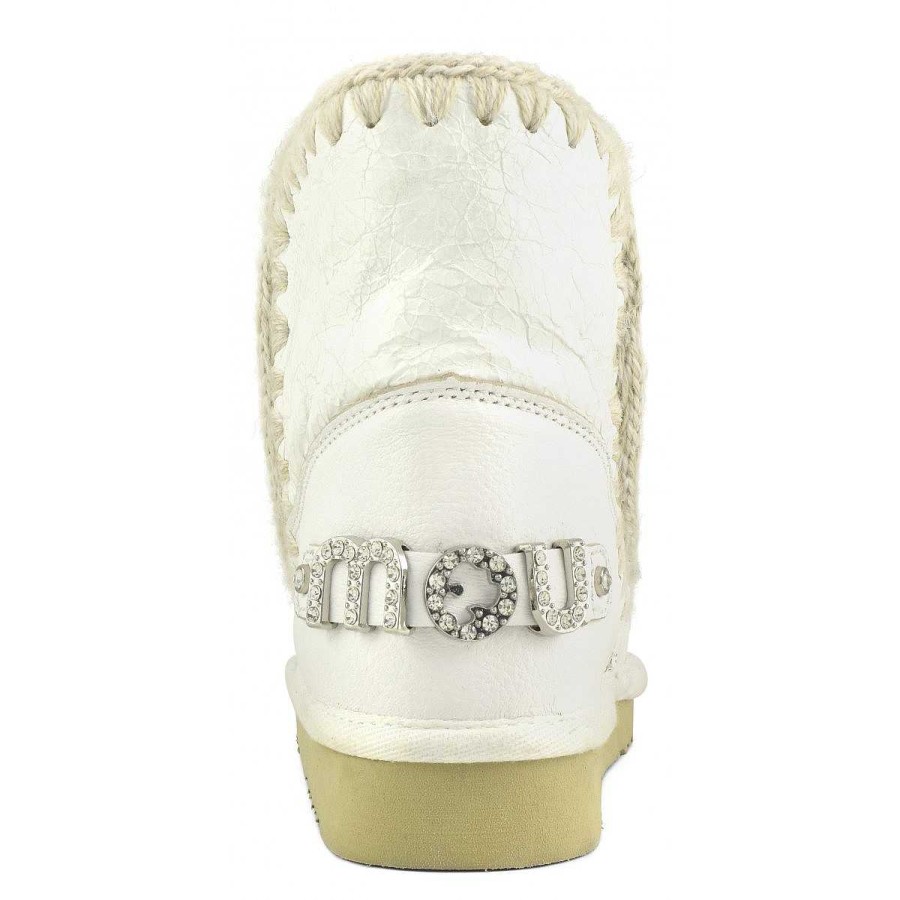 Vrouwen Mou boots Enkel Laarzen | Eskimo 18 Strass-Logo Waxi Wit