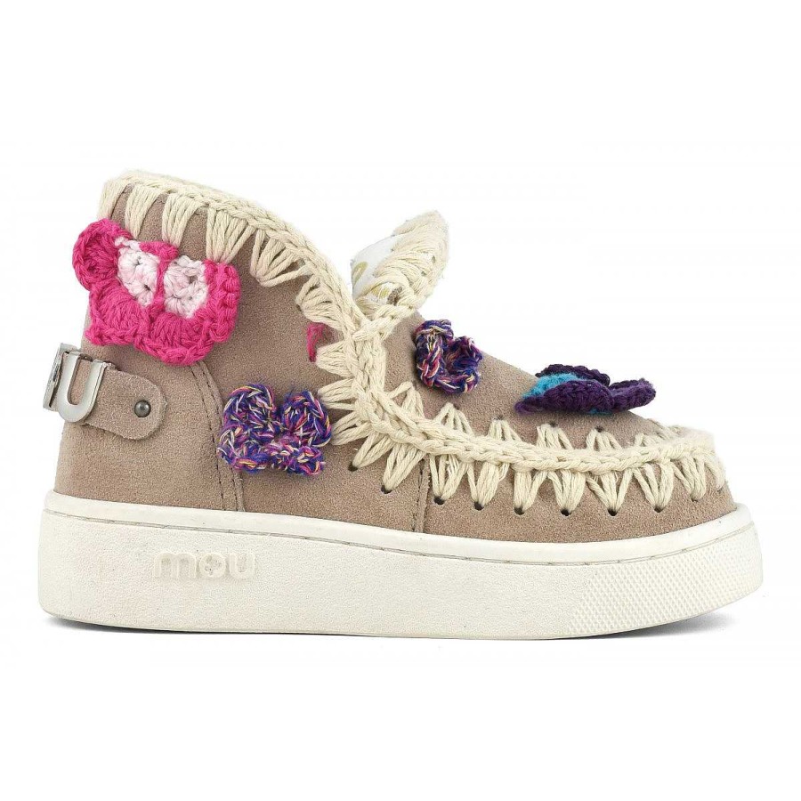 Kinderen Mou boots Sneakers | Zomer Eskimo Sneaker Kid Gehaakte Vlinders Roze Zand