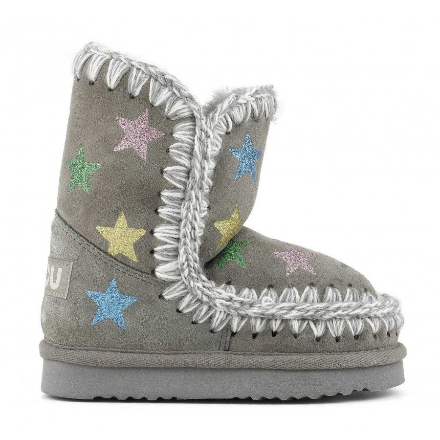 Kinderen Mou boots Halfhoge Laarzen | Eskimo Kid Glitter Bedrukte Sterren Nieuw Grijs