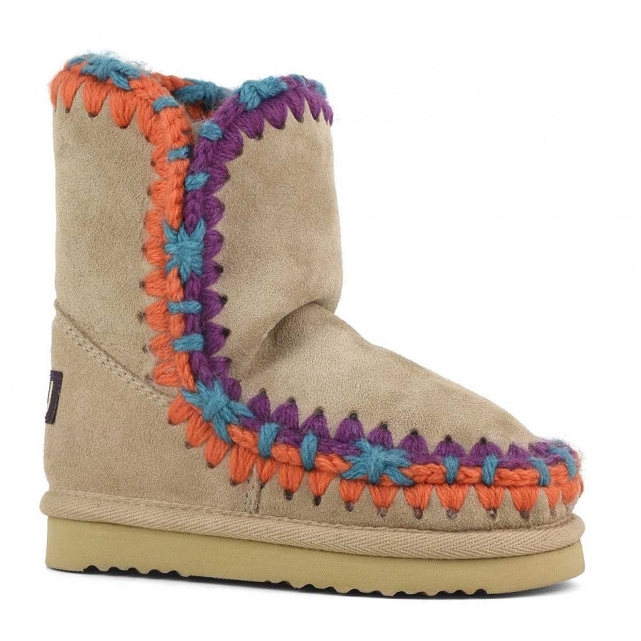 Kinderen Mou boots Halfhoge Laarzen | Eskimo Kid Overstikken Kameel