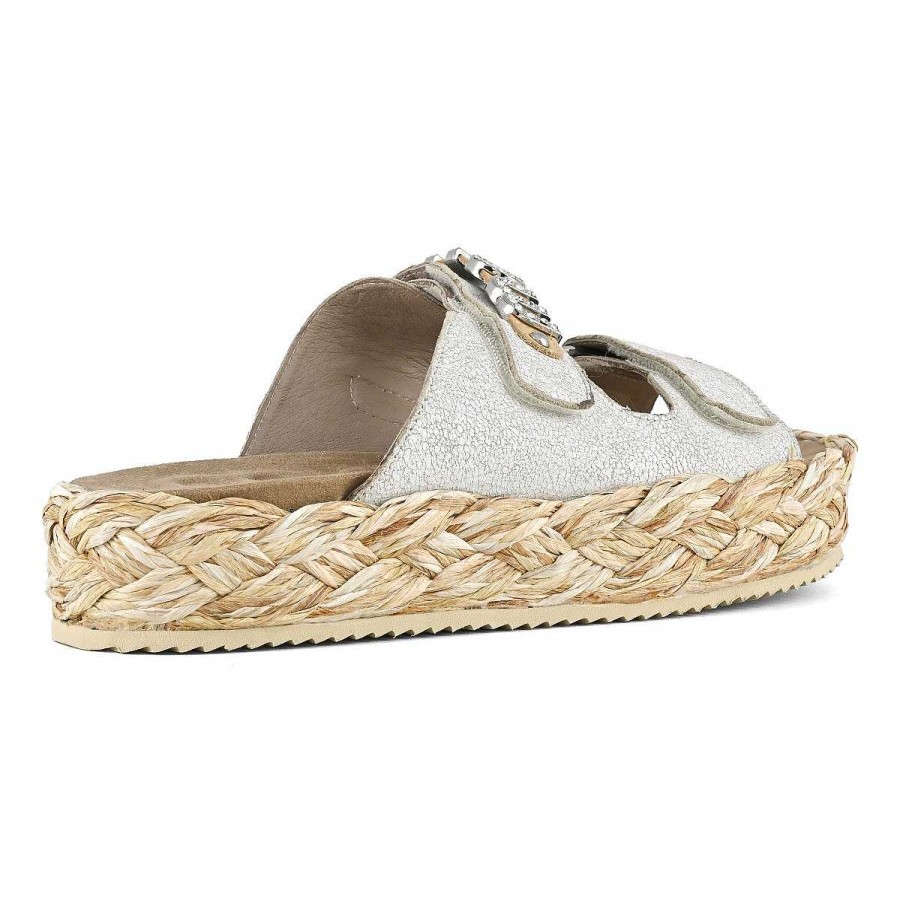 Vrouwen Mou boots Sandalen | Raffia Gevlochten Sandaal Lederen Bovenwerk