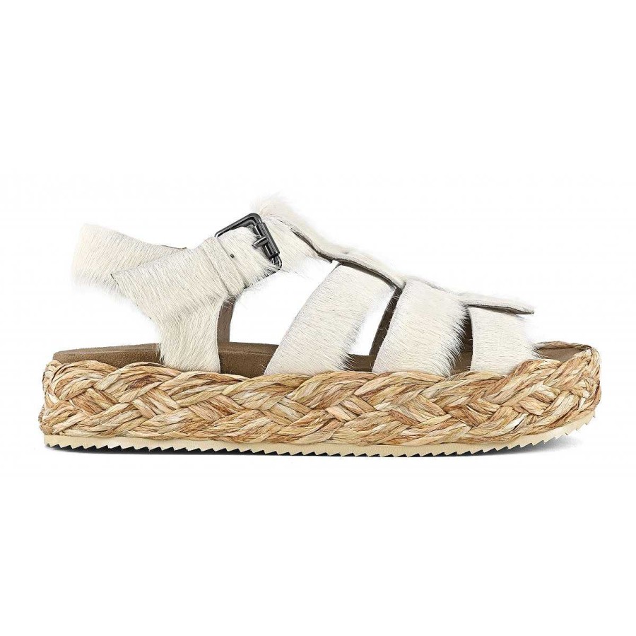 Vrouwen Mou boots Sandalen | Raffia Vlecht Sandaal Pony Haar Bovenste