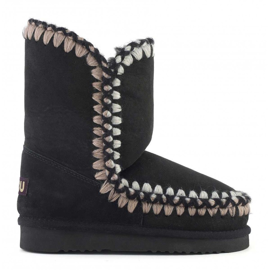 Vrouwen Mou boots Enkel Laarzen | Eskimo 24 3D-Oversteken Zwart