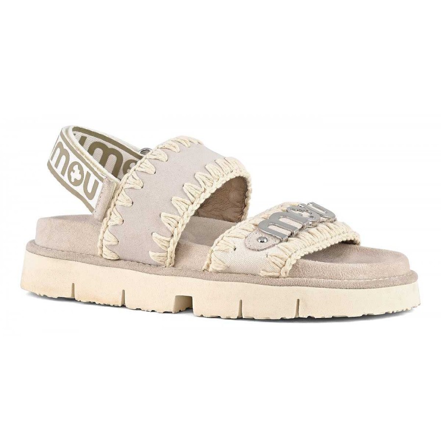 Vrouwen Mou boots Sandalen | Bio Sandaal Achterriem Suede En Leer Krijt