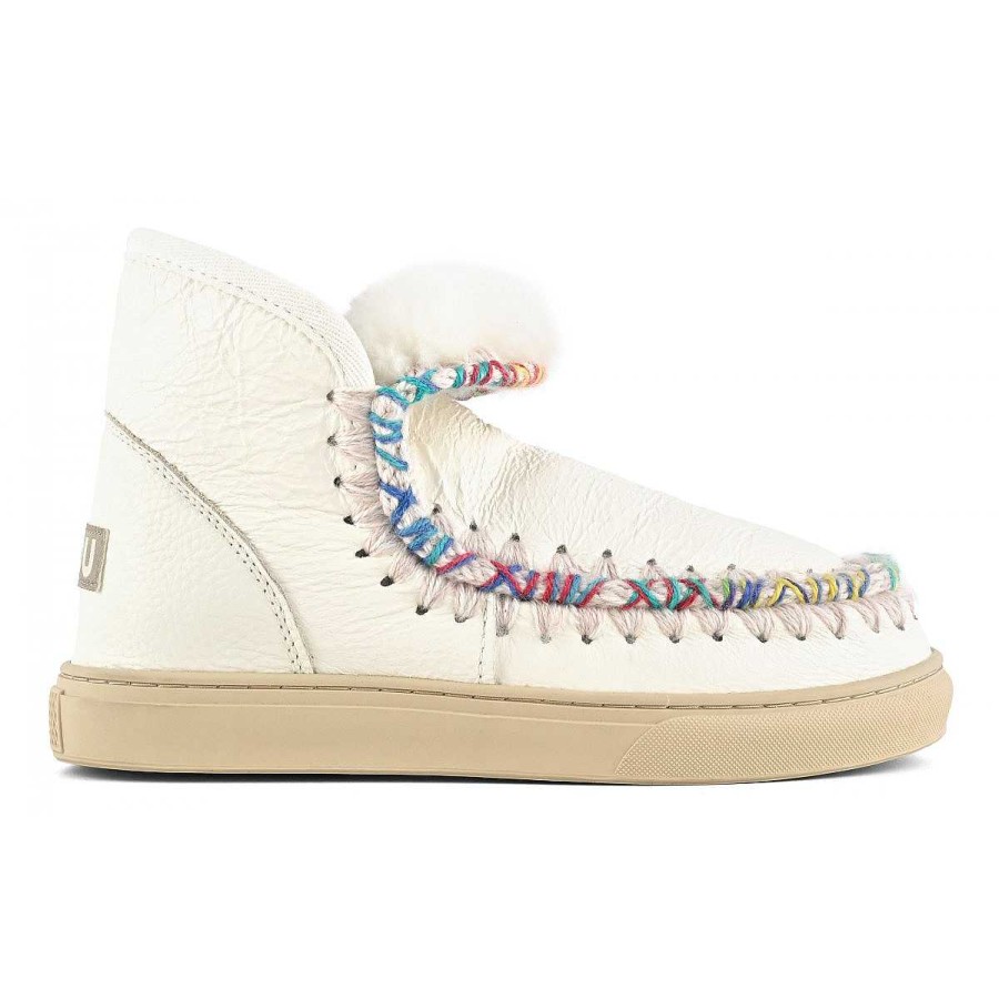 Vrouwen Mou boots Sneakers | Eskimo Sneaker Overstikken Waxi Wit