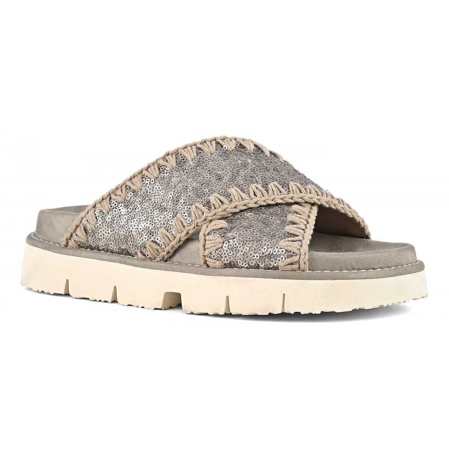 Vrouwen Mou boots Sandalen | Criss-Cross Bio Sandaal Effen Micropailletten