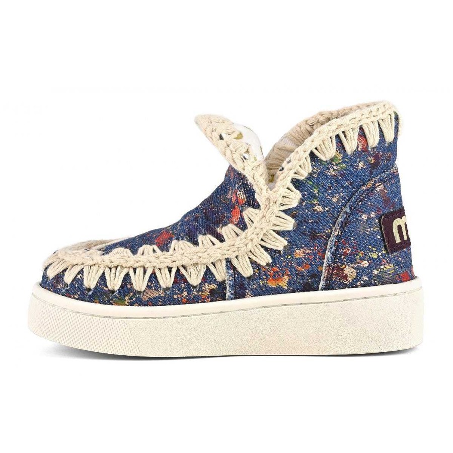 Kinderen Mou boots Sneakers | Zomer Eskimo Sneaker Kid Metallic Denim Denim Metallic Blauw