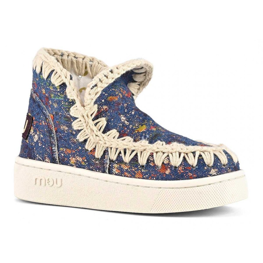 Kinderen Mou boots Sneakers | Zomer Eskimo Sneaker Kid Metallic Denim Denim Metallic Blauw