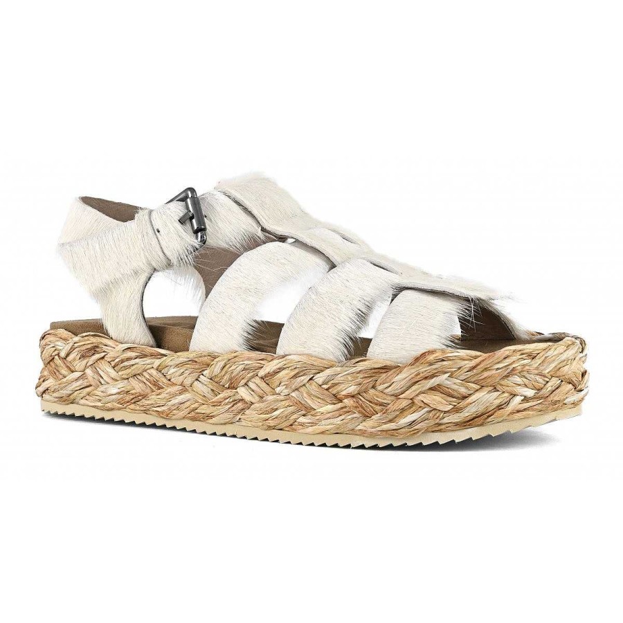 Vrouwen Mou boots Sandalen | Raffia Vlecht Sandaal Pony Haar Bovenste