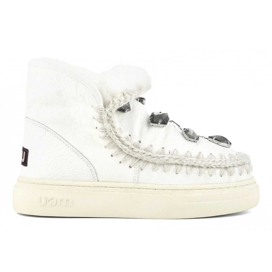 Vrouwen Mou boots Vet En Joggers | Eskimo Sneaker Opvallende Strasssteentjes Waxi Wit