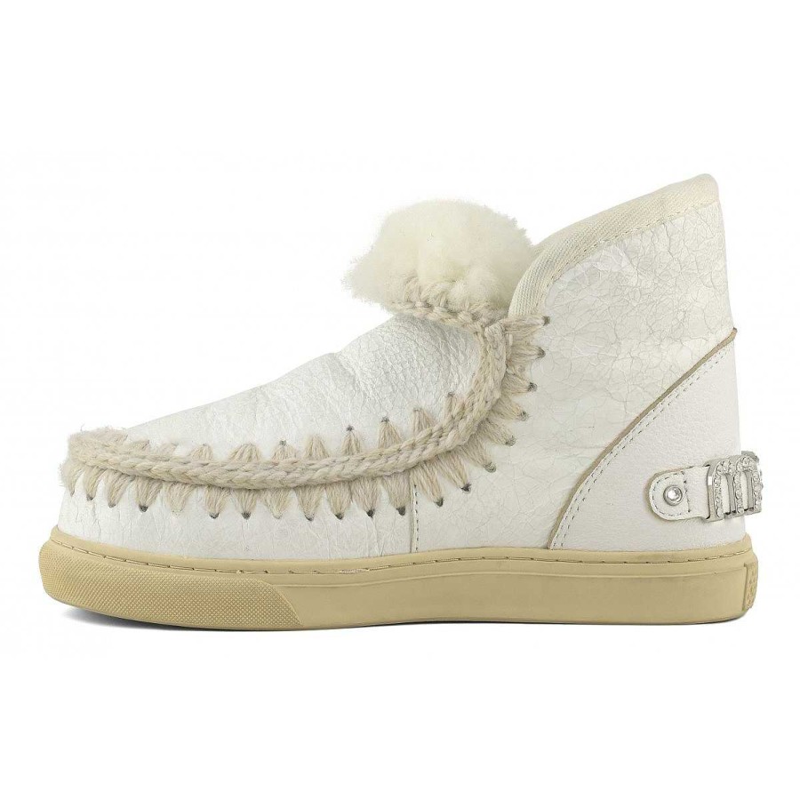 Vrouwen Mou boots Sneakers | Eskimo Sneaker Steentjes Groot Logo Waxi Wit