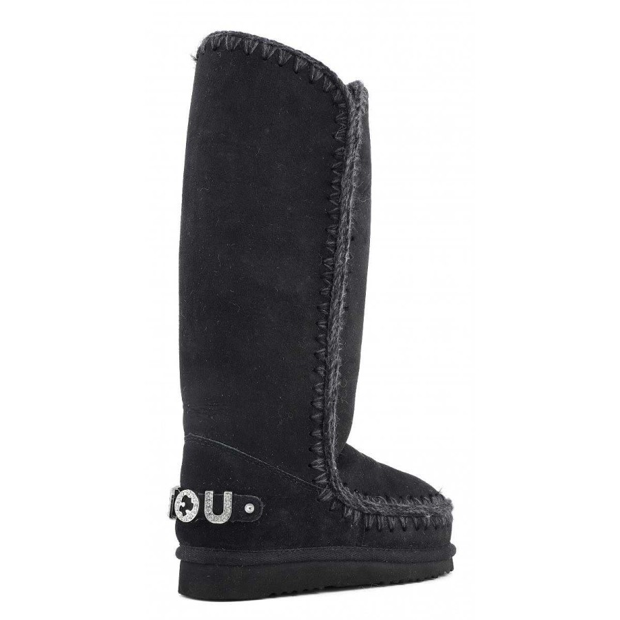 Vrouwen Mou boots Hoge Laarzen | Eskimo 40 Strass-Logo Zwart