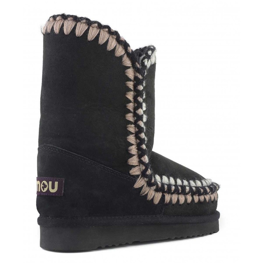 Vrouwen Mou boots Enkel Laarzen | Eskimo 24 3D-Oversteken Zwart