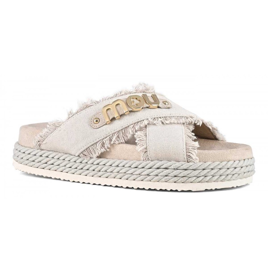 Vrouwen Mou boots Sandalen | Gekruiste Touwsandaal Van Gerecycled Canvas