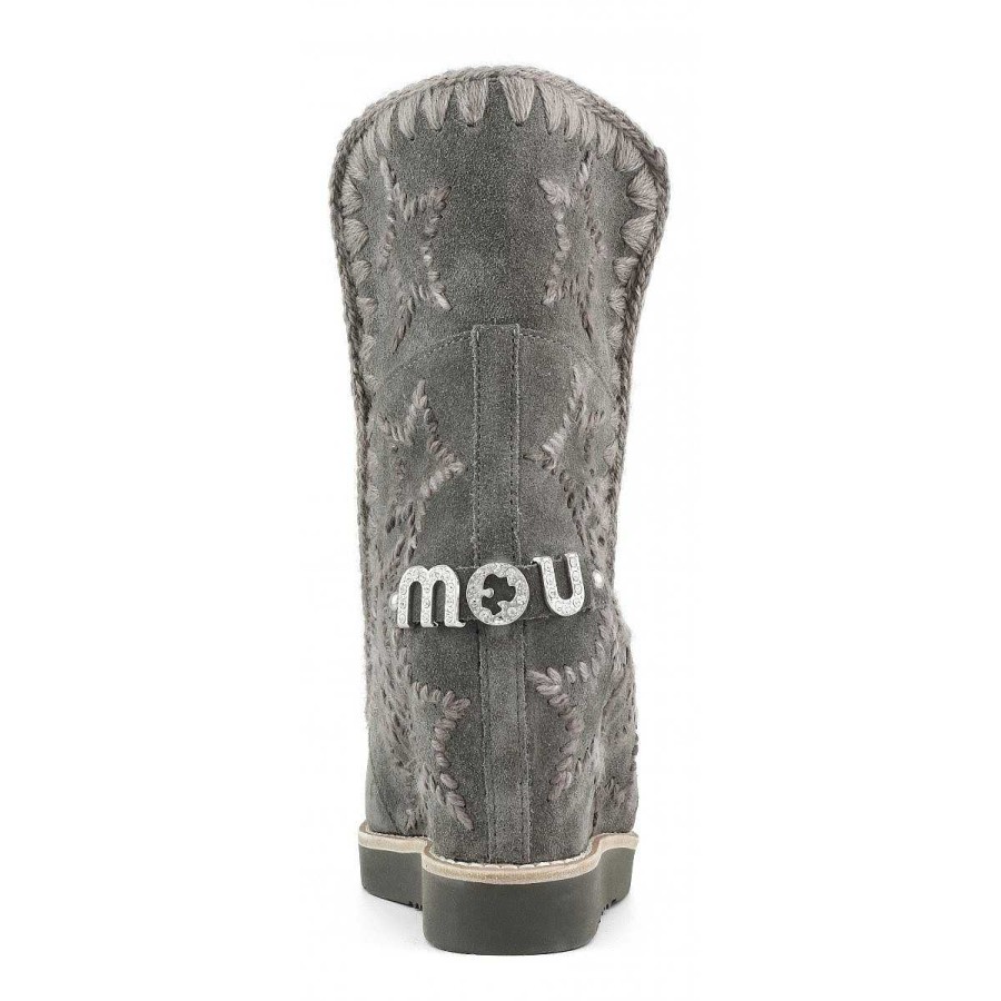 Vrouwen Mou boots Binnenste Wig | Franse Teenwol Geborduurde Sterren