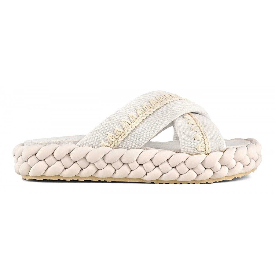 Vrouwen Mou boots Sandalen | Vlecht Sandaal Gestreepte Stof