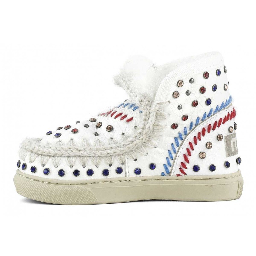 Kinderen Mou boots Sneakers | Eskimo Sneaker Kids Studs & Stitch Waxi Wit