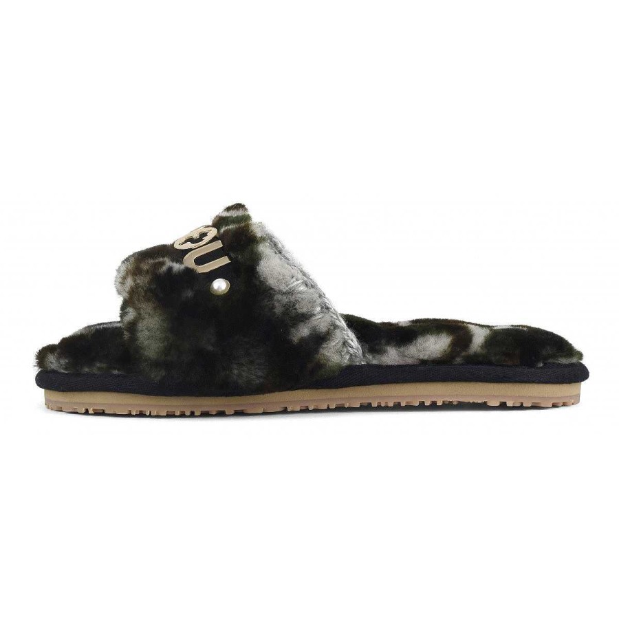 Vrouwen Mou boots Slippers | Slipper Van Bont Met Logo Camouflage