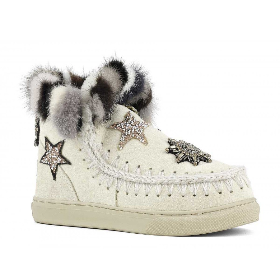 Vrouwen Mou boots Sneakers | Eskimo Sneaker-Sterrenpatches En Nertsbontafwerking