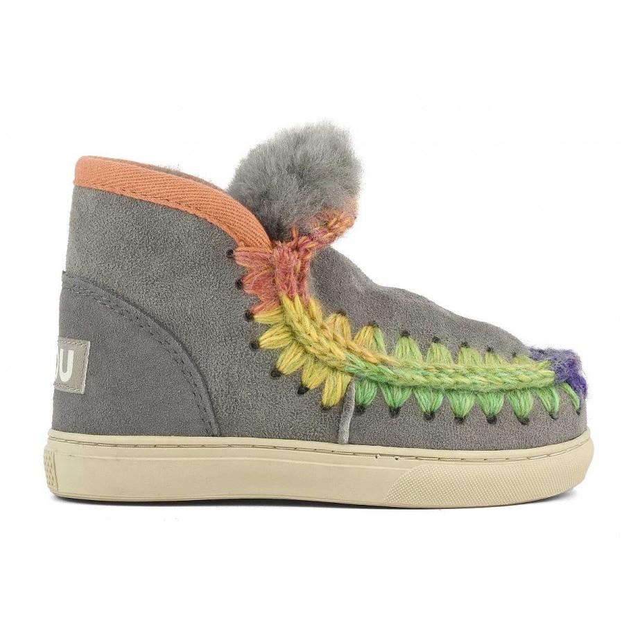 Kinderen Mou boots Sneakers | Eskimo Kid Sneaker Met Regenboogstiksel Nieuw Grijs