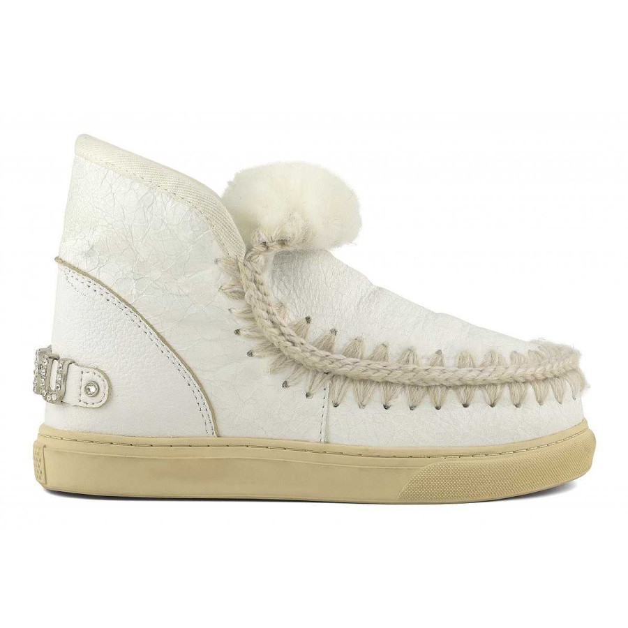 Vrouwen Mou boots Sneakers | Eskimo Sneaker Steentjes Groot Logo Waxi Wit