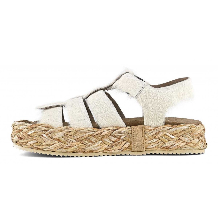 Vrouwen Mou boots Sandalen | Raffia Vlecht Sandaal Pony Haar Bovenste