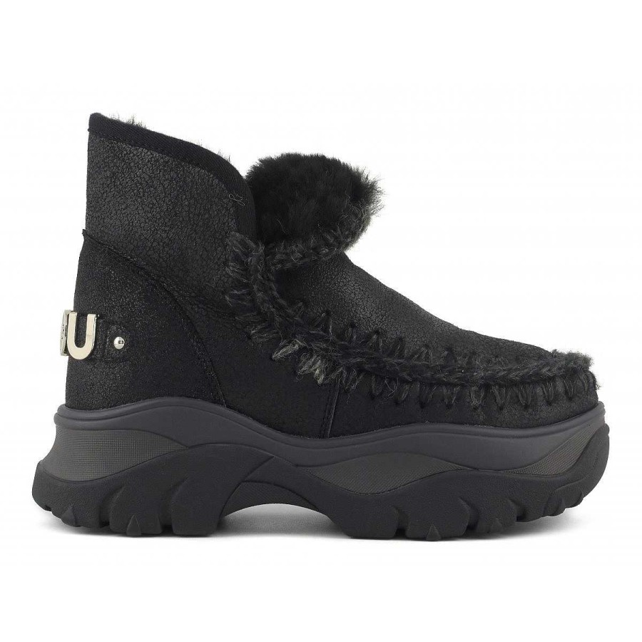 Vrouwen Mou boots Stevig | Dikke Eskimo Sneaker Met Groot Metallic Logo