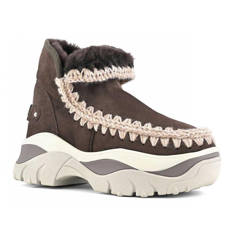 Vrouwen Mou boots Stevig | Dikke Eskimo Sneaker Met Groot Metallic Logo