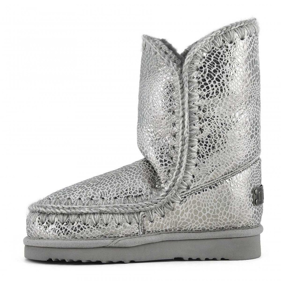 Vrouwen Mou boots Enkel Laarzen | Eskimo 24 Limited Edition Italiaans Leer Speciaal Leer Glanzend Hagedis Zwart