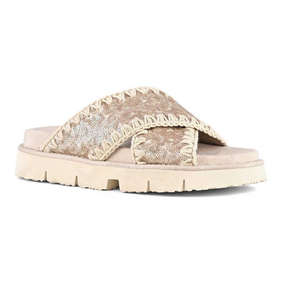 Vrouwen Mou boots Sandalen | Criss-Cross Bio Sandaal Effen Micropailletten