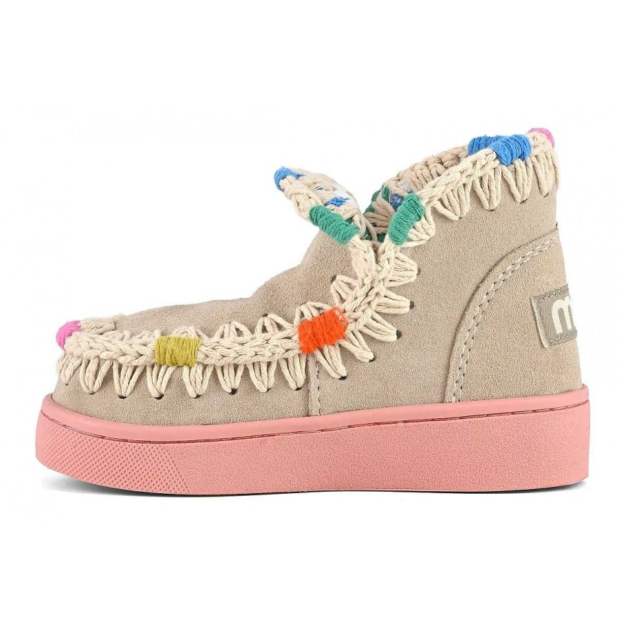 Kinderen Mou boots Sneakers | Zomer Eskimo Sneaker Kid Met Veelkleurige Stiksels Krijt/Pioen