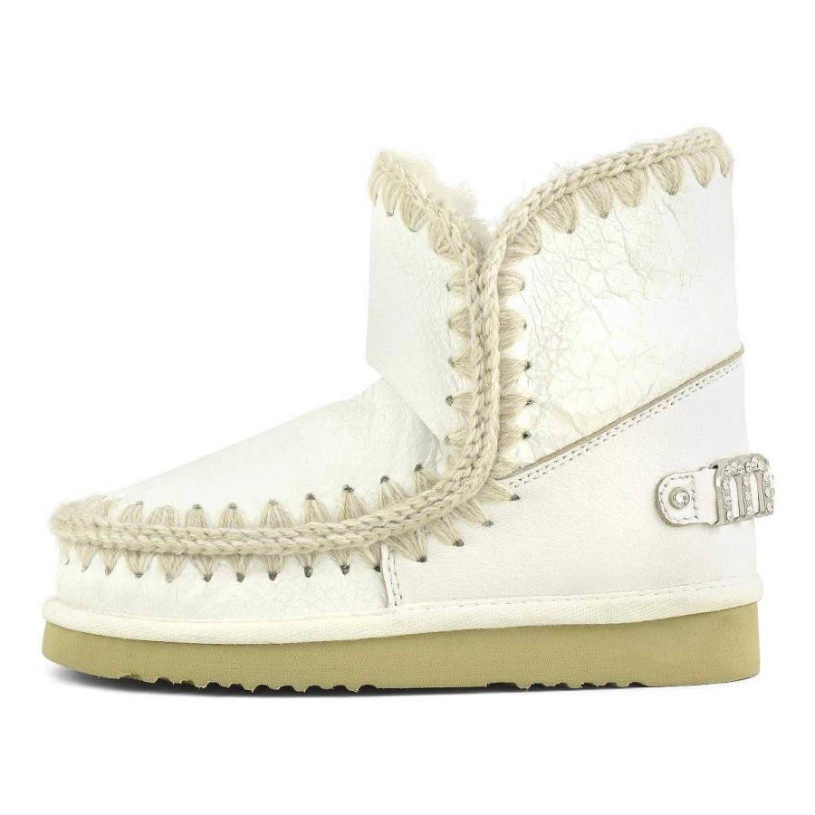 Vrouwen Mou boots Enkel Laarzen | Eskimo 18 Strass-Logo Waxi Wit