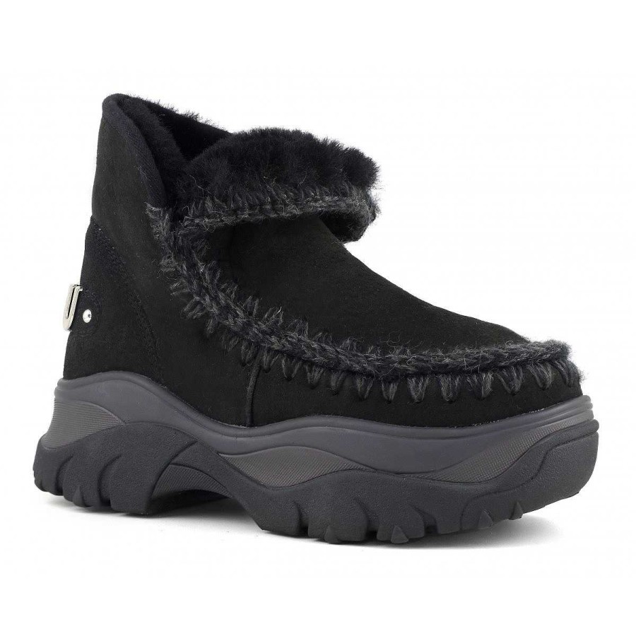 Vrouwen Mou boots Stevig | Dikke Eskimo Sneaker Met Groot Metallic Logo