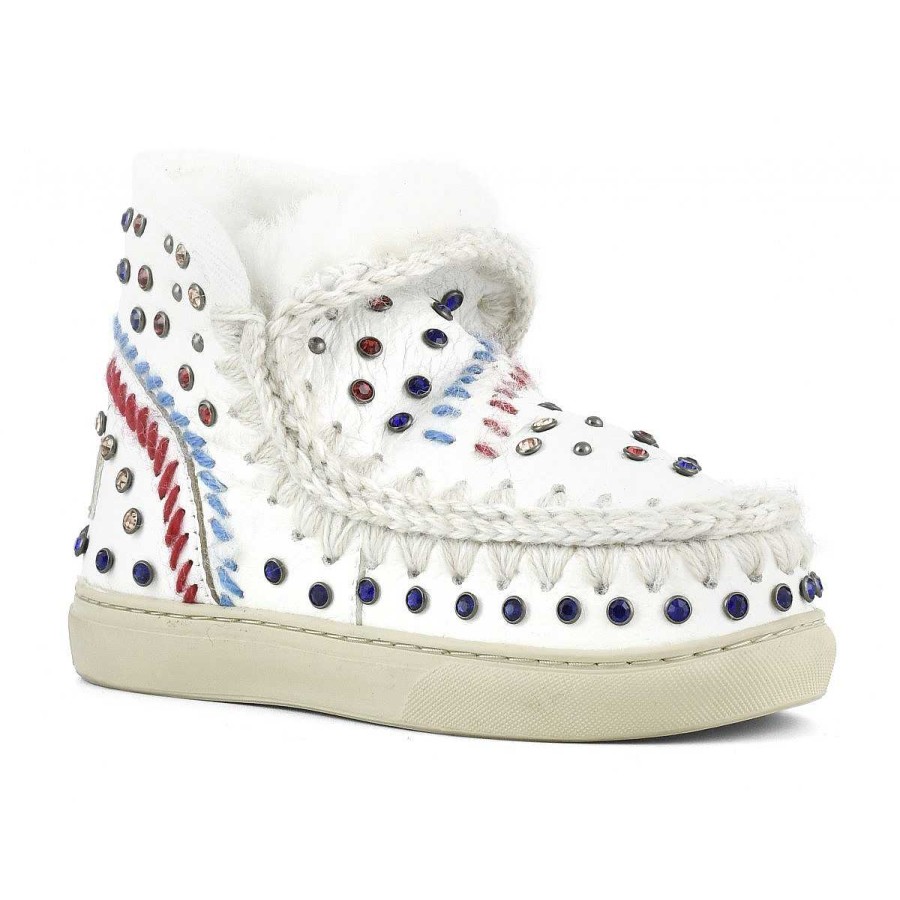 Kinderen Mou boots Sneakers | Eskimo Sneaker Kids Studs & Stitch Waxi Wit