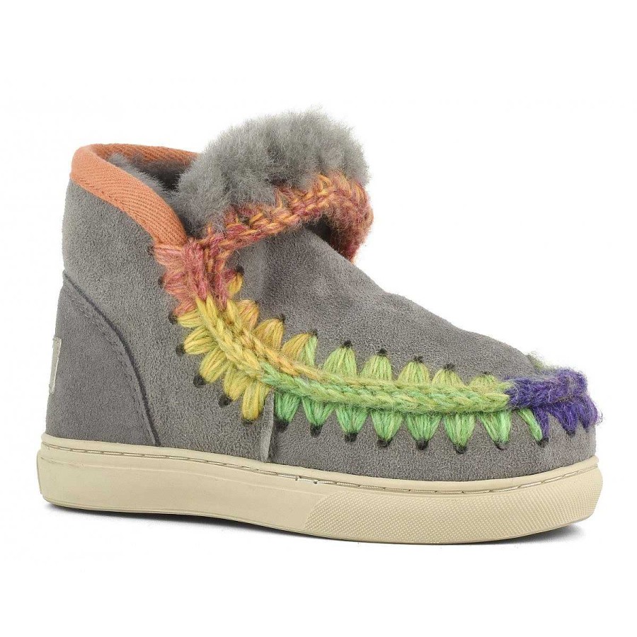 Kinderen Mou boots Sneakers | Eskimo Kid Sneaker Met Regenboogstiksel Nieuw Grijs