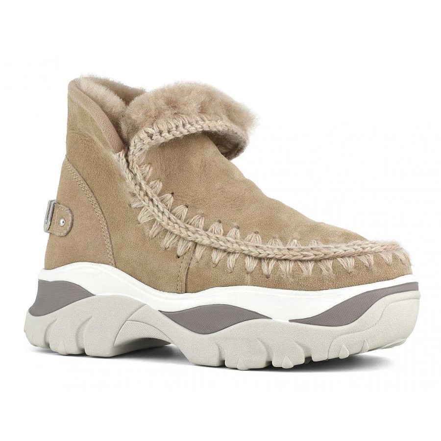 Vrouwen Mou boots Stevig | Dikke Eskimo Sneaker Met Groot Metallic Logo